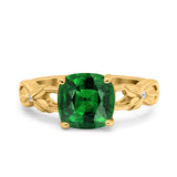 Art Deco Cushion Cut Wedding Engagement Bridal Ring Simulated Cubic Zirconia 925 Sterling Silver