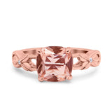 Art Deco Cushion Cut Wedding Engagement Bridal Ring Simulated Cubic Zirconia 925 Sterling Silver