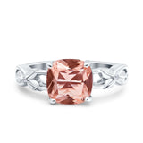 Art Deco Cushion Cut Wedding Engagement Bridal Ring Simulated Cubic Zirconia 925 Sterling Silver