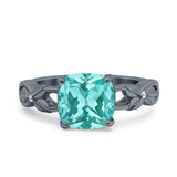 Art Deco Cushion Cut Wedding Engagement Bridal Ring Simulated Cubic Zirconia 925 Sterling Silver