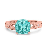 Art Deco Cushion Cut Wedding Engagement Bridal Ring Simulated Cubic Zirconia 925 Sterling Silver