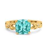 Art Deco Cushion Cut Wedding Engagement Bridal Ring Simulated Cubic Zirconia 925 Sterling Silver