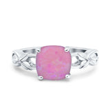 Art Deco Cushion Cut Wedding Engagement Bridal Ring Simulated Cubic Zirconia 925 Sterling Silver