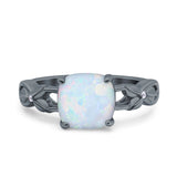 Art Deco Cushion Cut Wedding Engagement Bridal Ring Simulated Cubic Zirconia 925 Sterling Silver