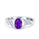 Oval Art Deco Wedding Engagement Bridal Ring Round Simulated Cubic Zirconia 925 Sterling Silver