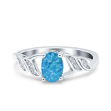 Oval Art Deco Wedding Engagement Bridal Ring Round Simulated Cubic Zirconia 925 Sterling Silver