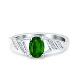 Oval Art Deco Wedding Engagement Bridal Ring Round Simulated Cubic Zirconia 925 Sterling Silver
