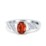 Oval Art Deco Wedding Engagement Bridal Ring Round Simulated Cubic Zirconia 925 Sterling Silver