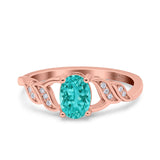 Oval Art Deco Wedding Engagement Bridal Ring Round Simulated Cubic Zirconia 925 Sterling Silver