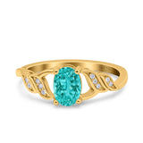 Oval Art Deco Wedding Engagement Bridal Ring Round Simulated Cubic Zirconia 925 Sterling Silver