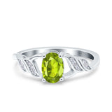 Oval Art Deco Wedding Engagement Bridal Ring Round Simulated Cubic Zirconia 925 Sterling Silver