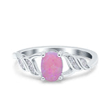 Oval Art Deco Wedding Engagement Bridal Ring Round Simulated Cubic Zirconia 925 Sterling Silver