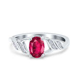 Oval Art Deco Wedding Engagement Bridal Ring Round Simulated Cubic Zirconia 925 Sterling Silver