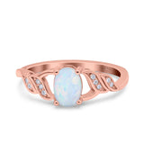 Oval Art Deco Wedding Engagement Bridal Ring Round Simulated Cubic Zirconia 925 Sterling Silver