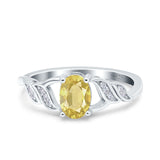 Oval Art Deco Wedding Engagement Bridal Ring Round Simulated Cubic Zirconia 925 Sterling Silver