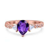Art Deco Pear Shape Wedding Bridal Ring Triangle Simulated Cubic Zirconia 925 Sterling Silver