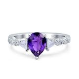 Art Deco Pear Shape Wedding Bridal Ring Triangle Simulated Cubic Zirconia 925 Sterling Silver