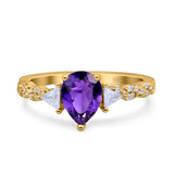 Art Deco Pear Shape Wedding Bridal Ring Triangle Simulated Cubic Zirconia 925 Sterling Silver