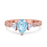 Art Deco Pear Shape Wedding Bridal Ring Triangle Simulated Cubic Zirconia 925 Sterling Silver