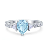 Art Deco Pear Shape Wedding Bridal Ring Triangle Simulated Cubic Zirconia 925 Sterling Silver