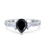 Art Deco Pear Shape Wedding Bridal Ring Triangle Simulated Cubic Zirconia 925 Sterling Silver