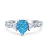 Art Deco Pear Shape Wedding Bridal Ring Triangle Simulated Cubic Zirconia 925 Sterling Silver