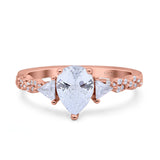 Art Deco Pear Shape Wedding Bridal Ring Triangle Simulated Cubic Zirconia 925 Sterling Silver