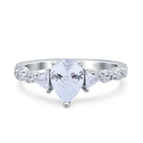 Art Deco Pear Shape Wedding Bridal Ring Triangle Simulated Cubic Zirconia 925 Sterling Silver