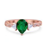 Art Deco Pear Shape Wedding Bridal Ring Triangle Simulated Cubic Zirconia 925 Sterling Silver