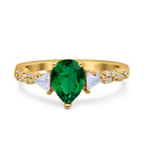 Art Deco Pear Shape Wedding Bridal Ring Triangle Simulated Cubic Zirconia 925 Sterling Silver