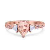 Art Deco Pear Shape Wedding Bridal Ring Triangle Simulated Cubic Zirconia 925 Sterling Silver