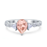 Art Deco Pear Shape Wedding Bridal Ring Triangle Simulated Cubic Zirconia 925 Sterling Silver