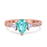 Art Deco Pear Shape Wedding Bridal Ring Triangle Simulated Cubic Zirconia 925 Sterling Silver