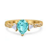 Art Deco Pear Shape Wedding Bridal Ring Triangle Simulated Cubic Zirconia 925 Sterling Silver