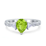 Art Deco Pear Shape Wedding Bridal Ring Triangle Simulated Cubic Zirconia 925 Sterling Silver