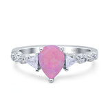 Art Deco Pear Shape Wedding Bridal Ring Triangle Simulated Cubic Zirconia 925 Sterling Silver