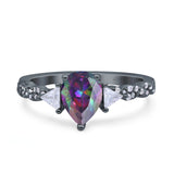 Art Deco Pear Shape Wedding Bridal Ring Triangle Simulated Cubic Zirconia 925 Sterling Silver