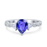 Art Deco Pear Shape Wedding Bridal Ring Triangle Simulated Cubic Zirconia 925 Sterling Silver