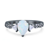 Art Deco Pear Shape Wedding Bridal Ring Triangle Simulated Cubic Zirconia 925 Sterling Silver