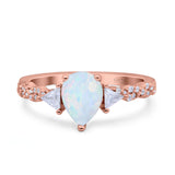 Art Deco Pear Shape Wedding Bridal Ring Triangle Simulated Cubic Zirconia 925 Sterling Silver