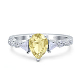 Art Deco Pear Shape Wedding Bridal Ring Triangle Simulated Cubic Zirconia 925 Sterling Silver