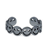 Smiley Face Toe Ring Adjustable Band 925 Sterling Silver (4mm)