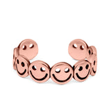 Smiley Face Toe Ring Adjustable Band 925 Sterling Silver (4mm)