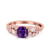 Vintage Style Art Deco Cushion and Marquise Wedding Engagement Ring Simulated Cubic Zirconia 925 Sterling Silver