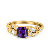 Vintage Style Art Deco Cushion and Marquise Wedding Engagement Ring Simulated Cubic Zirconia 925 Sterling Silver