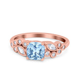 Vintage Style Art Deco Cushion and Marquise Wedding Engagement Ring Simulated Cubic Zirconia 925 Sterling Silver