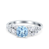 Vintage Style Art Deco Cushion and Marquise Wedding Engagement Ring Simulated Cubic Zirconia 925 Sterling Silver