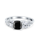 Vintage Style Art Deco Cushion and Marquise Wedding Engagement Ring Simulated Cubic Zirconia 925 Sterling Silver