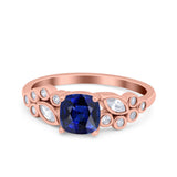 Vintage Style Art Deco Cushion and Marquise Wedding Engagement Ring Simulated Cubic Zirconia 925 Sterling Silver