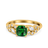 Vintage Style Art Deco Cushion and Marquise Wedding Engagement Ring Simulated Cubic Zirconia 925 Sterling Silver